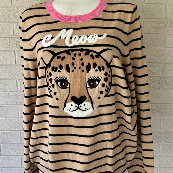 Kate Spade New York NWT Broome Street Leopard Sweater SZ XL - Picture 1 of 6